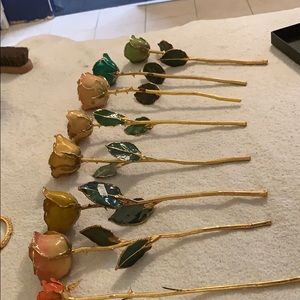 Gold plated real roses,dipped in glass,gold paint